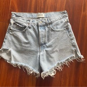 AGOLDE Parker long light wash distressed denim short size 27